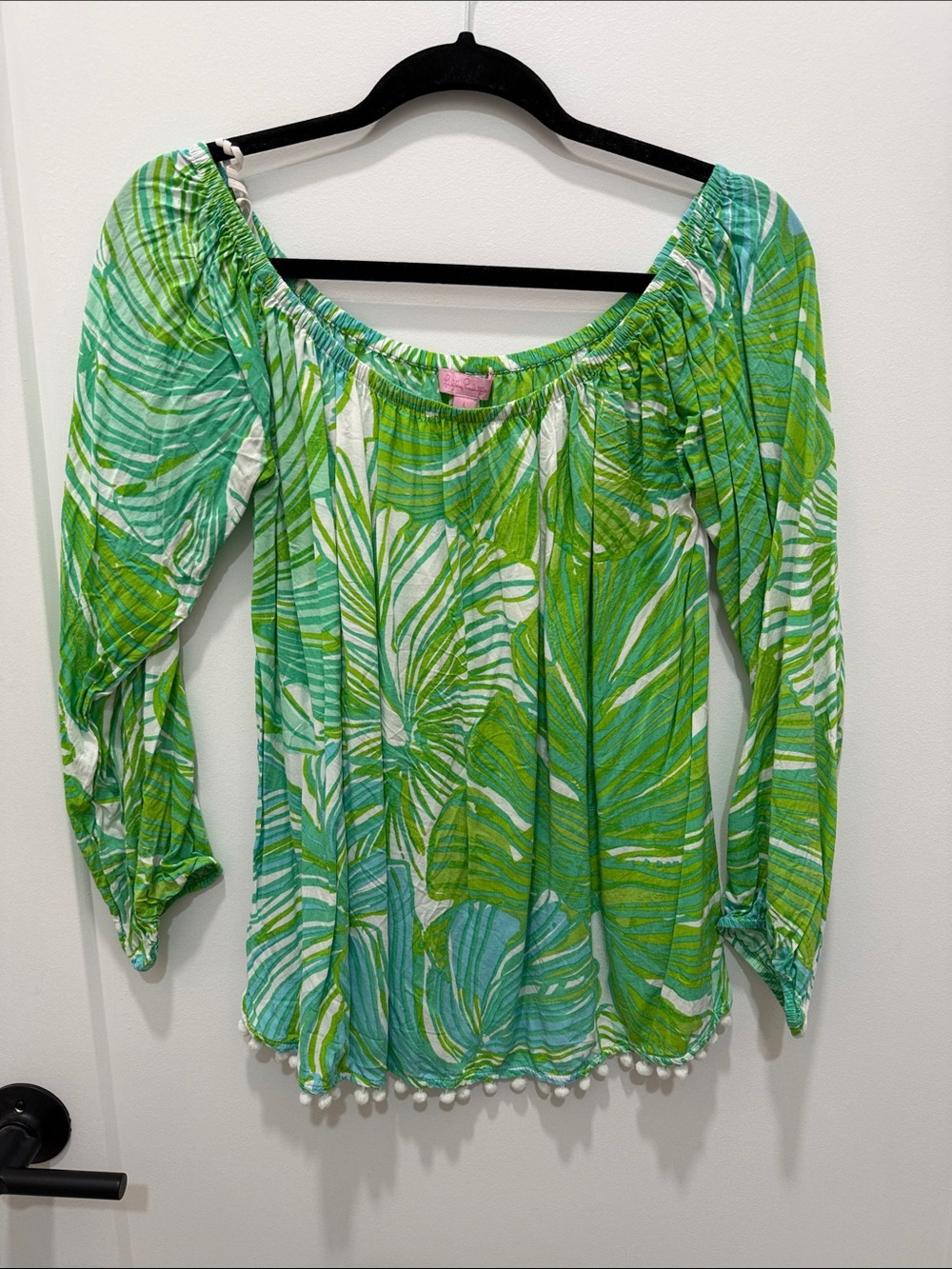 Lilly Pulitzer Green Tropical Off-Shoulder Women's Top